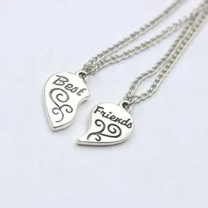 Best Friends - Halsband med 2 kedjor - Delbart hjärta<VSmycken New