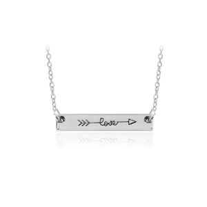Charm Necklace silver Simple Letter Love silver Långa remsor Rektangulärt halsband för kvinnor<VSmycken Sale