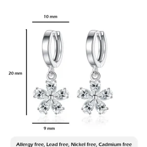 Cherry Flower Drop Cubic zirkon Örhängen i Silver<VSmycken Discount