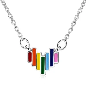 Delicate Rainbow Colorful Heart Halsband 925 Silver<VSmycken New