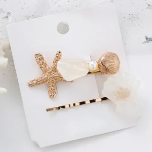 Fina Hår Hårtillbehör med havets stjärna och Snäckskal vita<VSmycken Sale