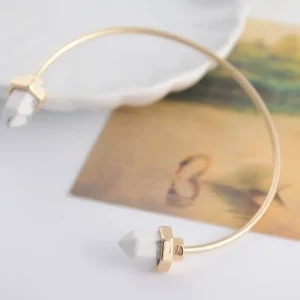 Guld marmor armband - white marble<VSmycken Outlet