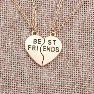 Guldiga Best Friends Halsband 2 st Delbart hjärta<VSmycken Online