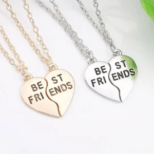 Guldiga Best Friends Halsband 2 st Delbart hjärta<VSmycken Online