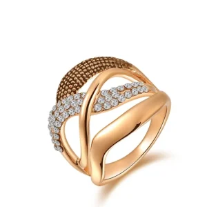 Guldpläterad ring i Roseguld med Kristaller - Storlek 7<VSmycken Online