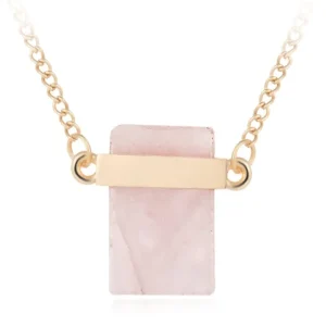 Halsband - Marmor marble rosa sten - guldiga detaljer<VSmycken Fashion