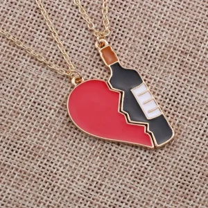 Halvhjärta vinflaska 2 st Halsband<VSmycken Hot