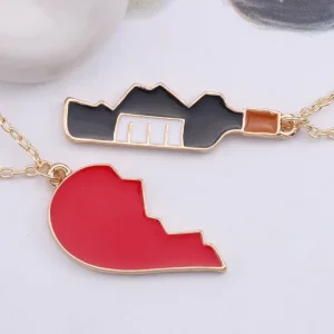 Halvhjärta vinflaska 2 st Halsband<VSmycken Hot