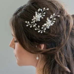 Hårnål med ovala glasstenar & pärlor<VSmycken Outlet