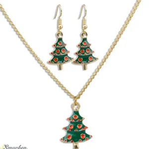 Julgran smycken set - jul halsband och örhänger<VSmycken Hot