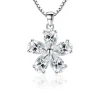 Äkta 925 Silver Cubic Zirkon blomma Halsband<VSmycken Clearance