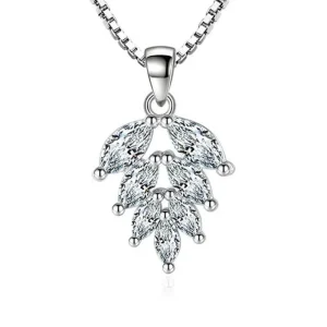 Äkta 925 Silver Cubic Zirkon Ice Leaves Halsband<VSmycken Clearance