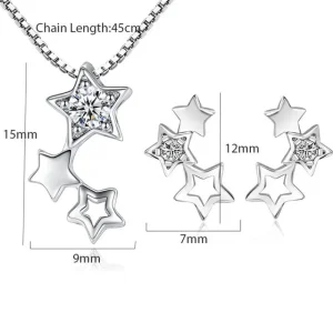 Äkta 925 Silver Stjärnor halsband<VSmycken Fashion