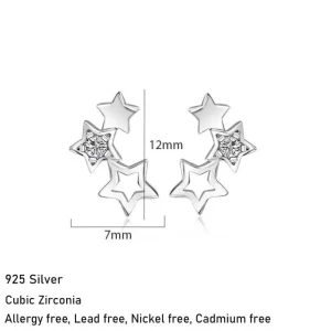Äkta 925 Silver Stjärnor örhängen<VSmycken Discount