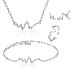 Kubisk zirkonia Heartbeat smyckeset i silver<VSmycken Online