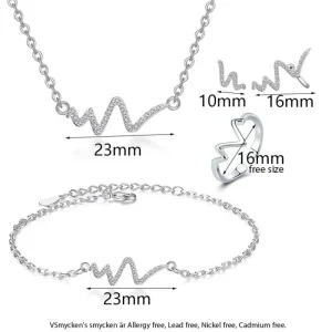 Kubisk zirkonia Heartbeat smyckeset i silver<VSmycken Online