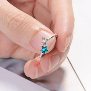 Ocean Blue Crystal Little Zirkon Star Ring - 925 sterling silver<VSmycken Outlet