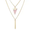 Pinkish marble necklace - Gold dubble chained<VSmycken Best