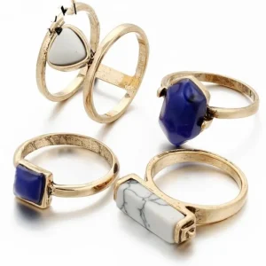 Ringar set Guldiga - Marmor Style<VSmycken Online