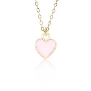 Rosa kärleks hjärtat guldig Halsband<VSmycken Fashion