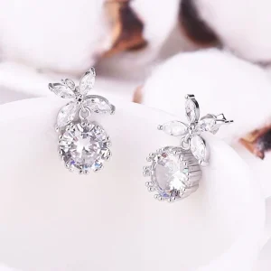 Runda glänsande blomma Kubisk Zirkon Örhängen<VSmycken Outlet