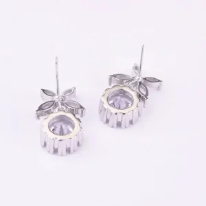 Runda glänsande blomma Kubisk Zirkon Örhängen<VSmycken Outlet