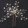 Sex kvistar Hårnål med glasstenar & pärlor guldig<VSmycken Fashion