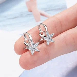 Silver blomma zirkon Örhängen 925 sterling Silver<VSmycken Best