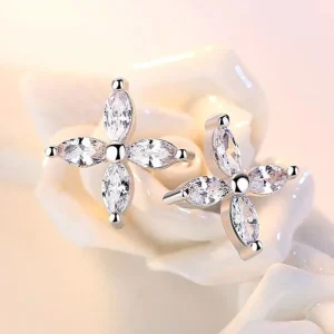 Silver ice Snowflakes Cubic zirkon Leaves Örhängen<VSmycken Fashion