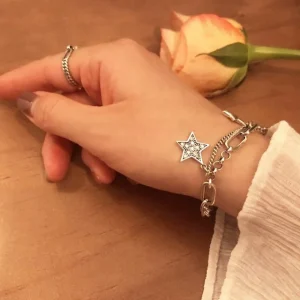Silver Simple Retro zirkon Stjärnor Armband<VSmycken New