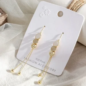 925 Silver Three Disc Long Tassel örhängen<VSmycken Fashion