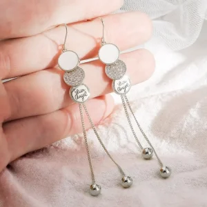 Silvriga Three Disc Long Tassel örhängen<VSmycken Online