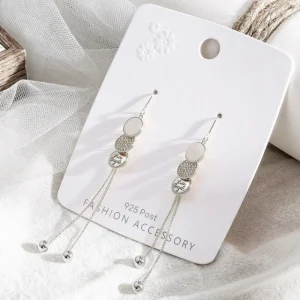 Silvriga Three Disc Long Tassel örhängen<VSmycken Online