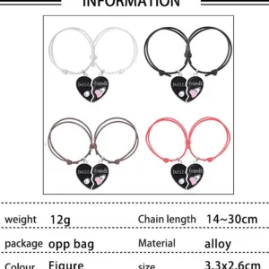 2st Best Friend svart Armband Delbart hjärta<VSmycken New