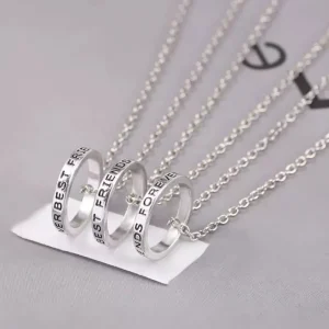 3st Best Friends Forever halsband 3st silver ringar<VSmycken Best
