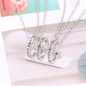 3st Best Friends Forever halsband 3st silver ringar<VSmycken Best