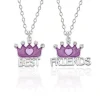 2 st Best Friends Halsband med två Lila Kronor med rosa hjärta<VSmycken Sale
