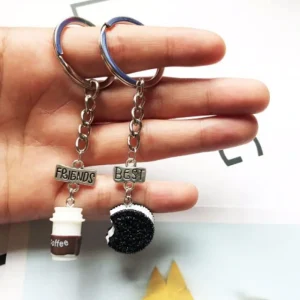 2 st mini Oreo biscuits and coffee nyckelringar Best friend<VSmycken Best