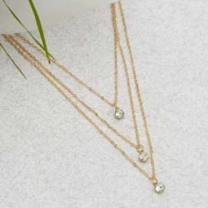 Triple kedjor crystal halsband<VSmycken Online