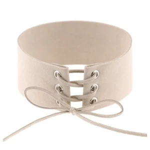 Velvet Wide Choker - Beige - One size<VSmycken New