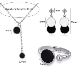 Vit & svart Smycken set 925 sterling Silver<VSmycken Online