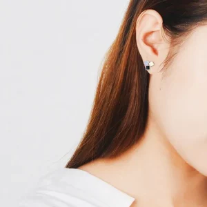 Vit, svart & grå Örhängen 925 sterling Silver<VSmycken Best