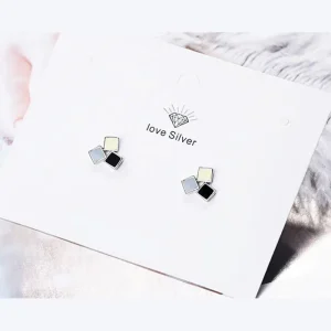 Vit, svart & grå Örhängen 925 sterling Silver<VSmycken Best