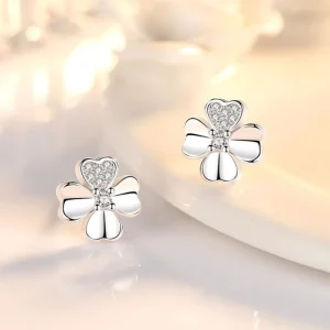 Zirkon Clover Fyrklövrar Örhängen i 925 sterling silver<VSmycken Online