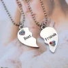 Best Friends halsband 2 två delbart hjärta "med fina zirkon detaljer" silver<VSmycken Discount