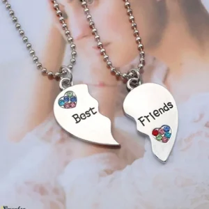 Best Friends halsband 2 två delbart hjärta "med fina zirkon detaljer" silver<VSmycken Discount