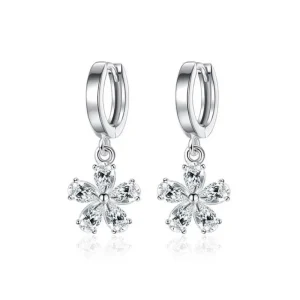 Cherry Flower Drop Cubic zirkon Örhängen i Silver<VSmycken Discount