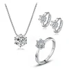 Classic Dazzling 6 Claws kubisk zirkonia smyckeset i silver<VSmycken New