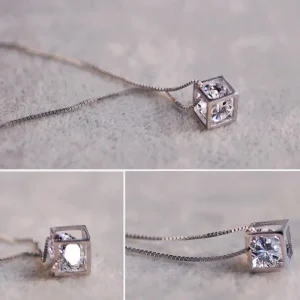 Cube Zirkon Square Dangle Diamantkub 925 Silver Halsband armband örhängen smycken set smyckeset<VSmycken Fashion