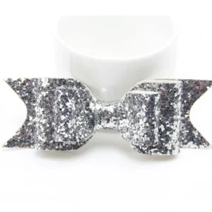 GLITTER ROSETT - HÅRKÄMMA SILVER<VSmycken Outlet